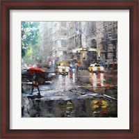 Framed Manhattan Red Umbrella