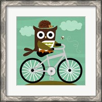 Framed Owl and Hedgehog on Bicycle