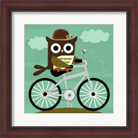 Framed Owl and Hedgehog on Bicycle