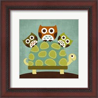 Framed Three Owls on Turtle