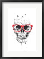 Framed Skull With Red Glasses