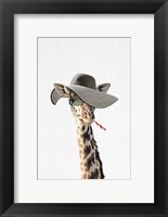 Framed Giraffe Dressed in a Hat