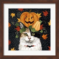 Framed 'Halloween Cat II' border=