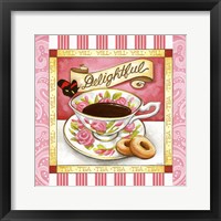 Framed 'Tea Delightful Pink Teacup' border=