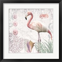 Framed 'Waders I Flamingo' border=
