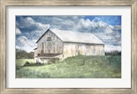 Framed Old White Barn and Blue Sky
