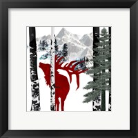 Framed 'Winter Elk' border=