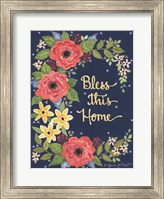 Framed Floral Bless This Home