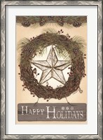 Framed Happy Holidays Barn Star II