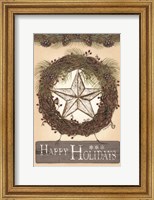 Framed Happy Holidays Barn Star II