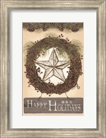 Framed Happy Holidays Barn Star II