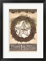 Framed Happy Holidays Barn Star II