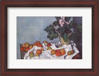 Framed Still Life with Apples and a Pot of Primroses