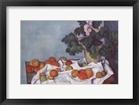 Framed Still Life with Apples and a Pot of Primroses