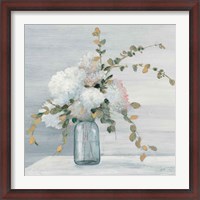 Framed Morning Bouquet Blue Gray Crop