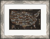 Framed US City Map Black