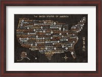 Framed US City Map Black