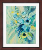 Framed Elegant Blue Floral II