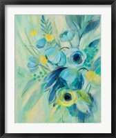 Framed Elegant Blue Floral II
