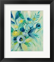 Framed Elegant Blue Floral I