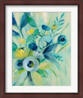 Framed Elegant Blue Floral I