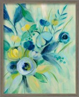 Framed 'Elegant Blue Floral I' border=
