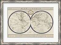 Framed Torkingtons World Map with Indigo
