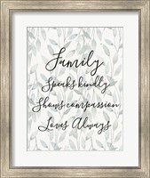 Framed Family Speaks Kindly - Leaves