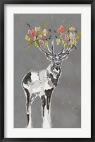 Deer & Flowers I Framed Print