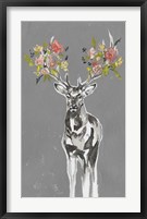 Deer & Flowers II Framed Print