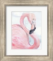 Framed Pink Flamingo Portrait I
