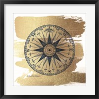 Framed Brushed Gold Compass Rose