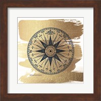 Framed Brushed Gold Compass Rose