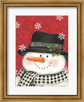Framed Holly & Black Plaid Snowman