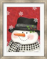 Framed Holly & Black Plaid Snowman