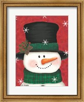 Framed Pine Cones & Green Plaid Snowman