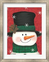 Framed Pine Cones & Green Plaid Snowman
