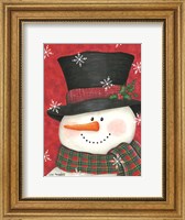 Framed Holly & Red Plaid Snowman