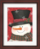 Framed Holly & Red Plaid Snowman