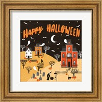 Framed Spooky Village IV Happy Halloween