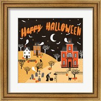 Framed Spooky Village IV Happy Halloween