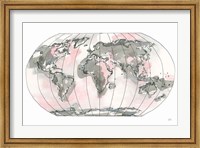 Framed World Map Blush v2