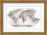 Framed World Map Blush v2