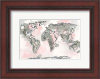Framed World Map Blush