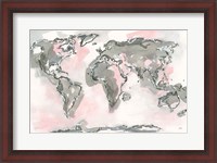 Framed World Map Blush