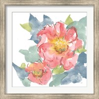 Framed 'Peony in the Pink II on White' border=
