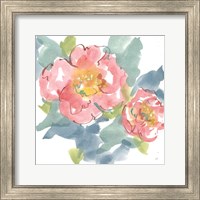 Framed 'Peony in the Pink I on White' border=