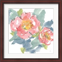 Framed Peony in the Pink I on White