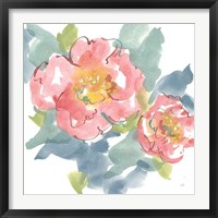 Framed 'Peony in the Pink I on White' border=
