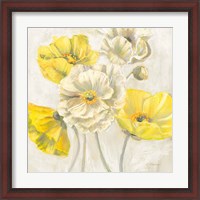Framed Gold and White Contemporary Poppies Neutral